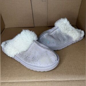 UGG Cozy II Lavender Purple Glitter Suede Slippers 1157672K Kids 5 Womens 7